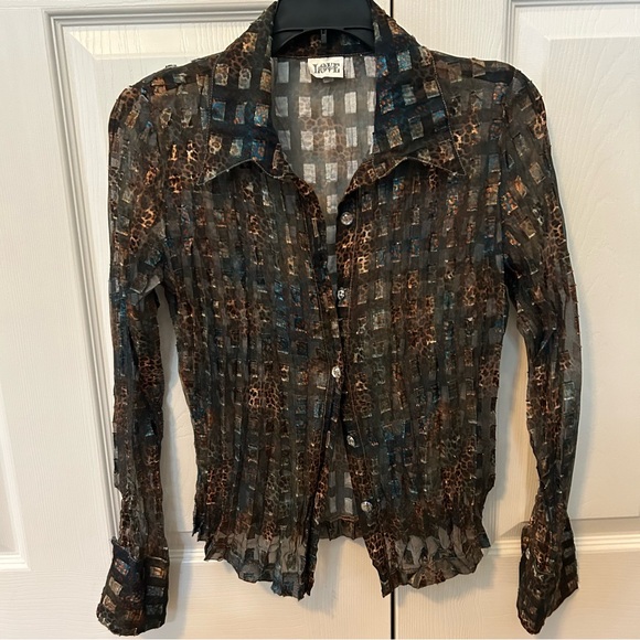 Y2K Sheer Animal Print Button Down - Picture 3 of 8
